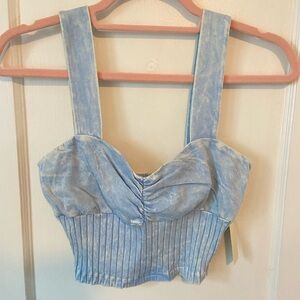 Painted Threads Blue Fitted Ruched Tank Top